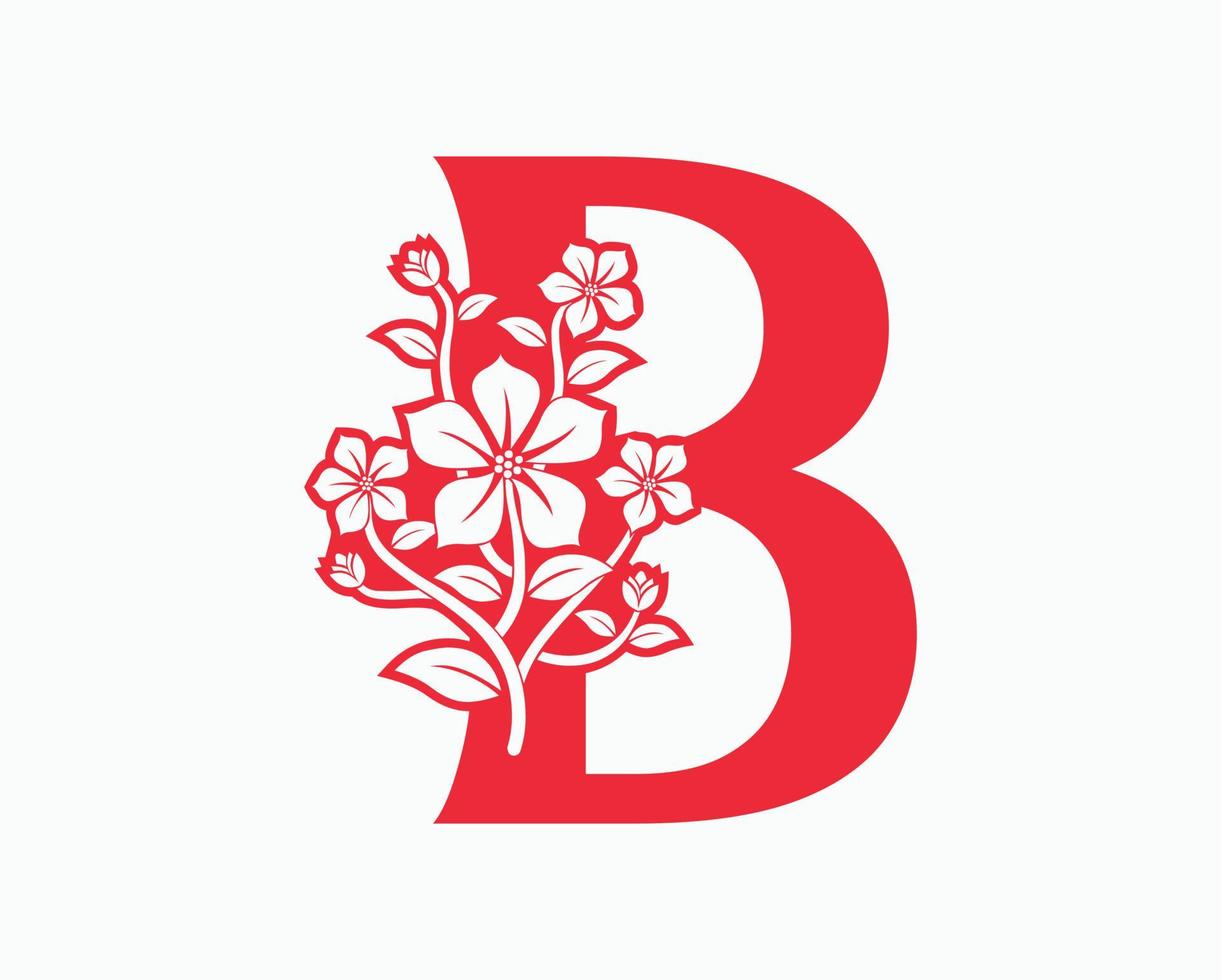 diseño del logotipo de las letras iniciales b de la flor de mona. vector