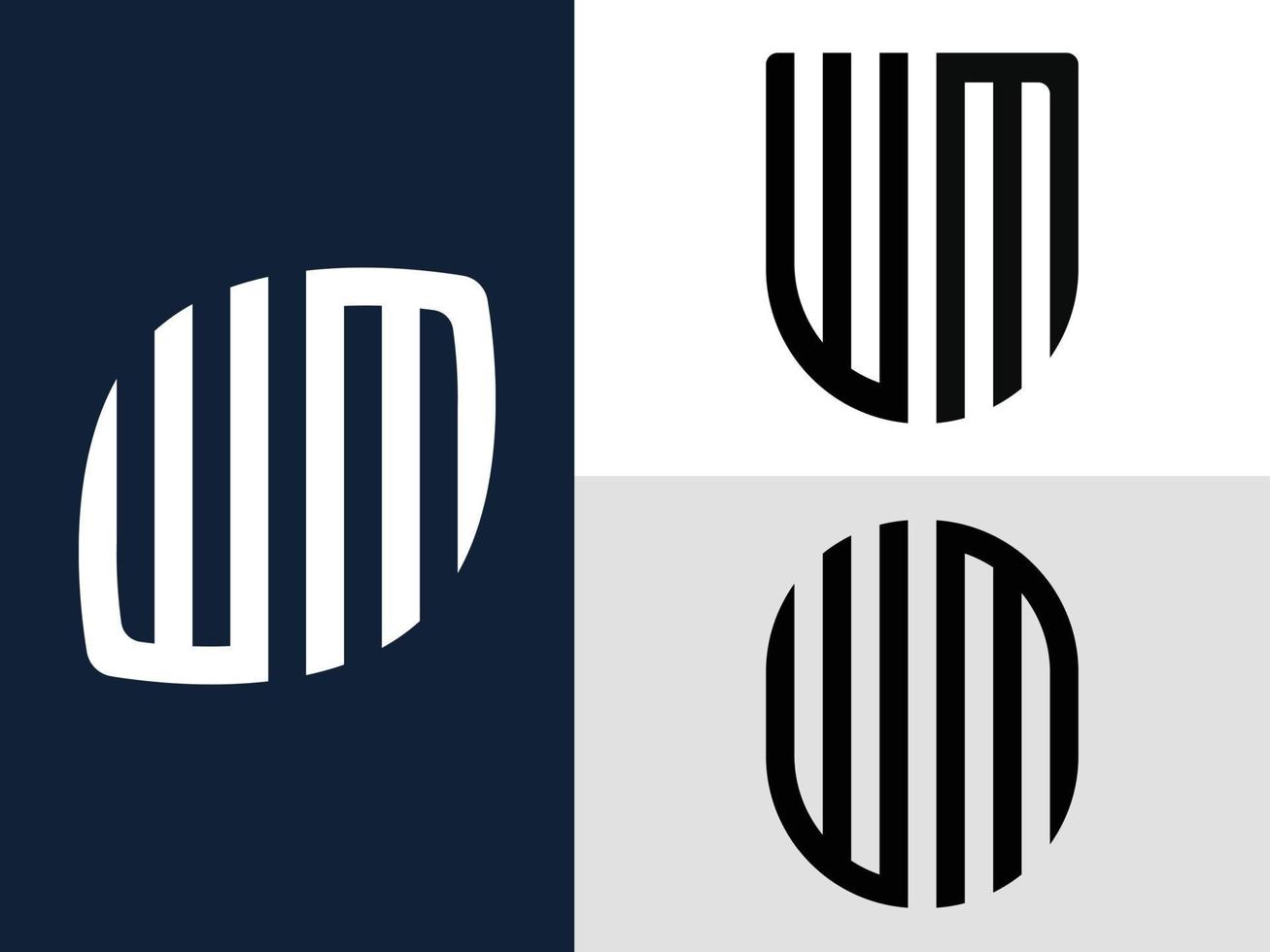 Creative Initial Letters WM Logo Designs Bundle. vector