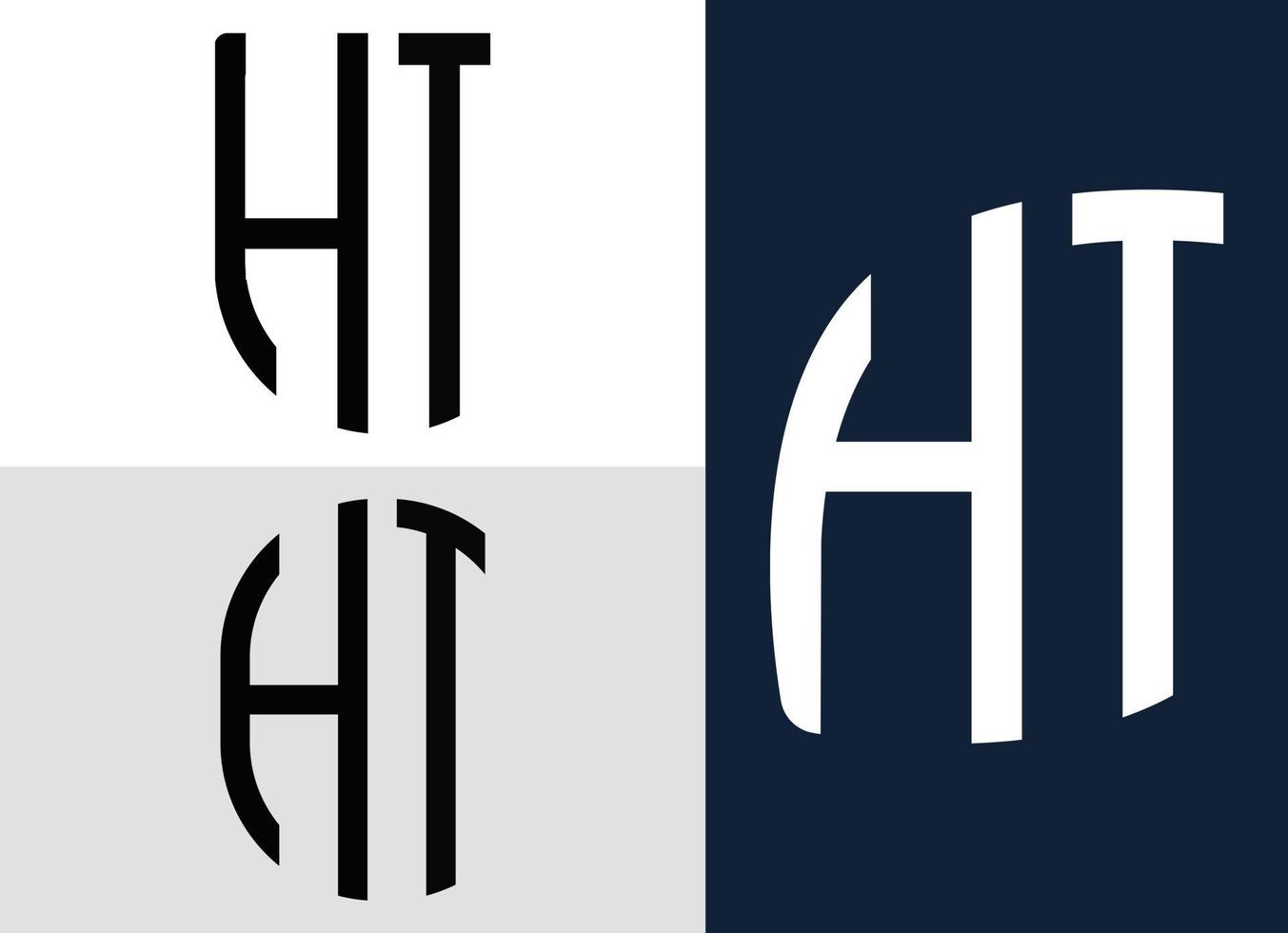 Creative Initial Letters HT Logo Designs Bundle. vector
