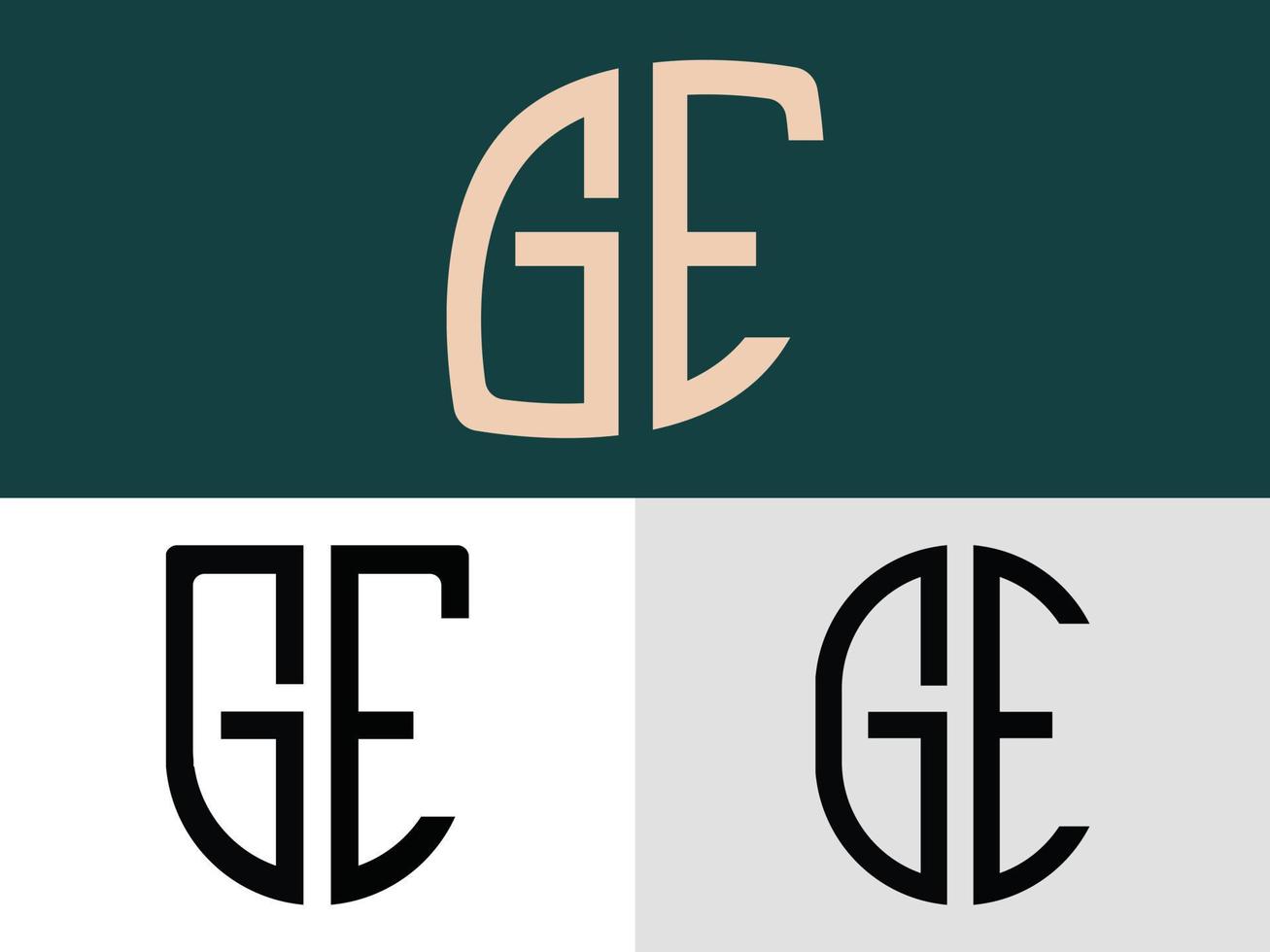 Creative Initial Letters GE Logo Designs Bundle. vector