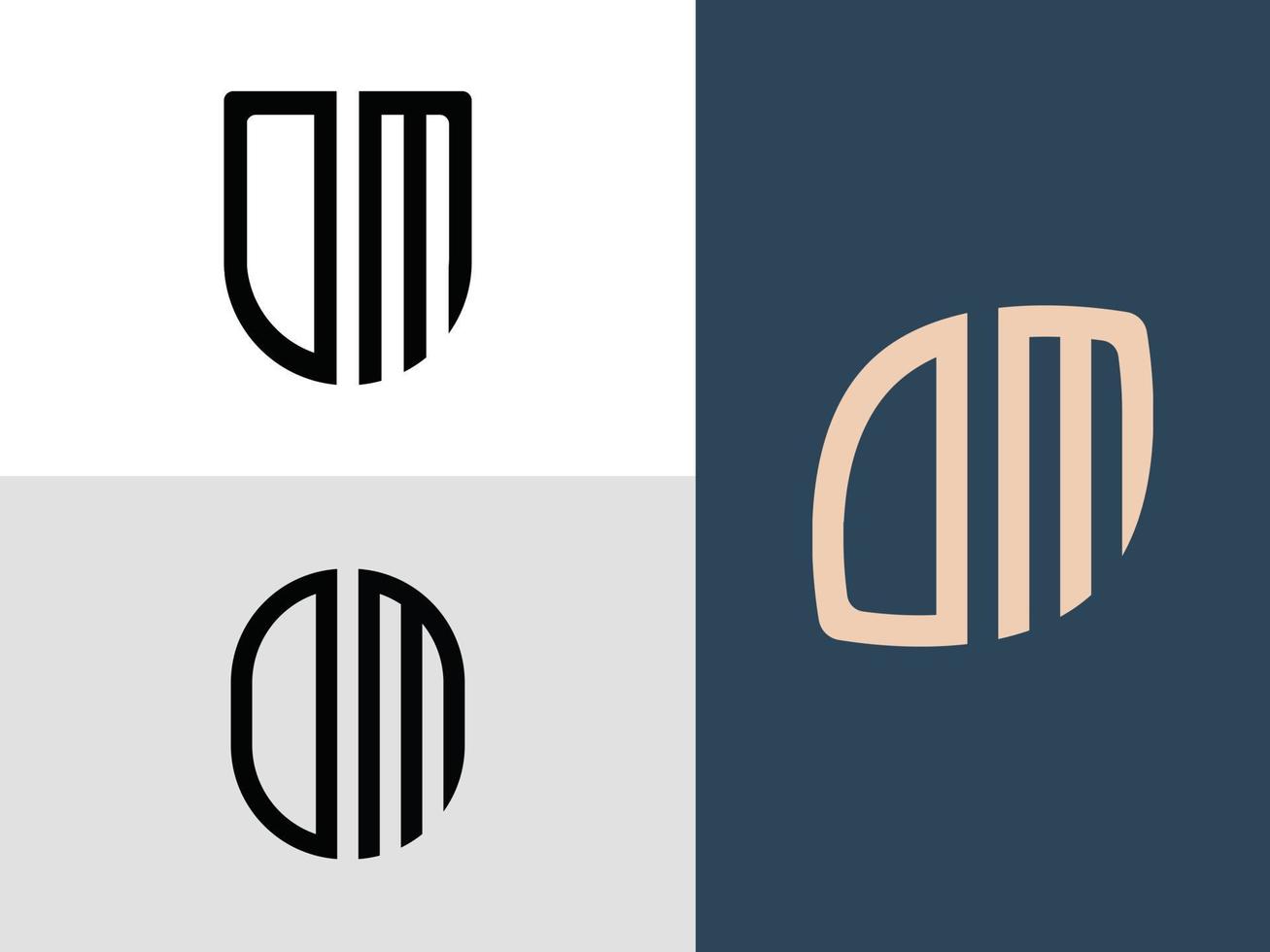 paquete de diseños de logotipo de letras iniciales creativas dm. vector