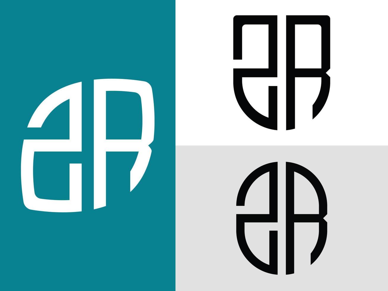 paquete de diseños de logotipos de letras iniciales creativas zr. vector