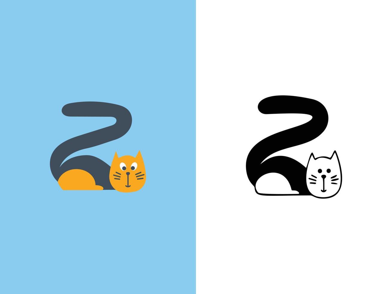 Cute Cats Letter Z Logo Designs. vector