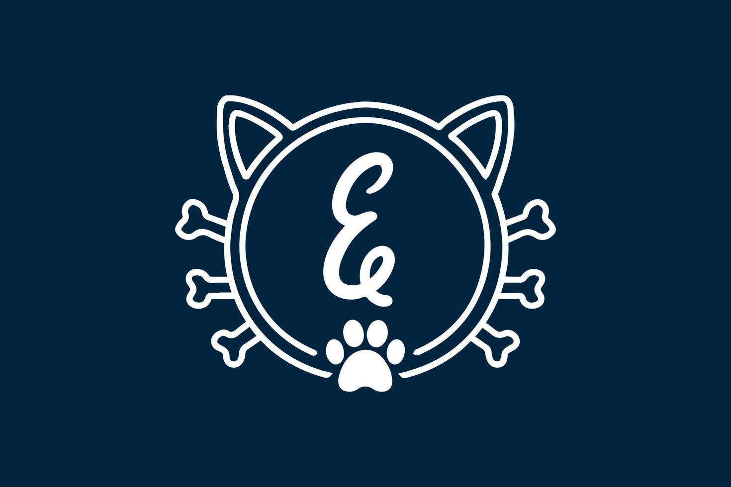 Cat Monogram Letter E Logo Designs. vector