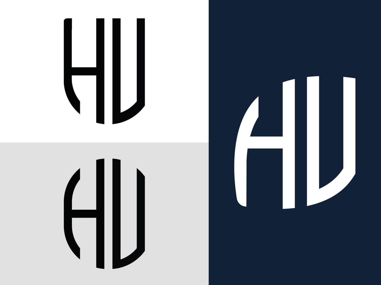 paquete de diseños de logotipo hv con letras iniciales creativas. vector