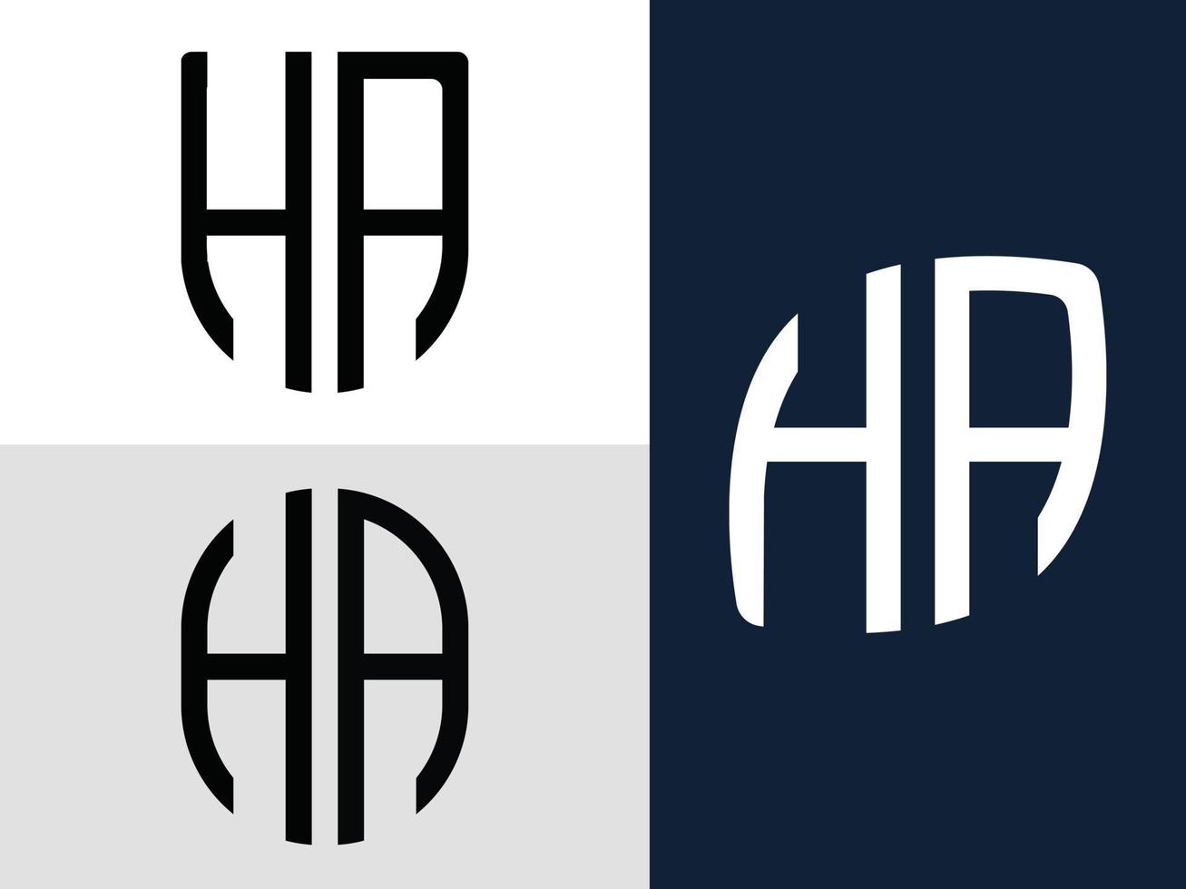 Creative Initial Letters HA Logo Designs Bundle. vector