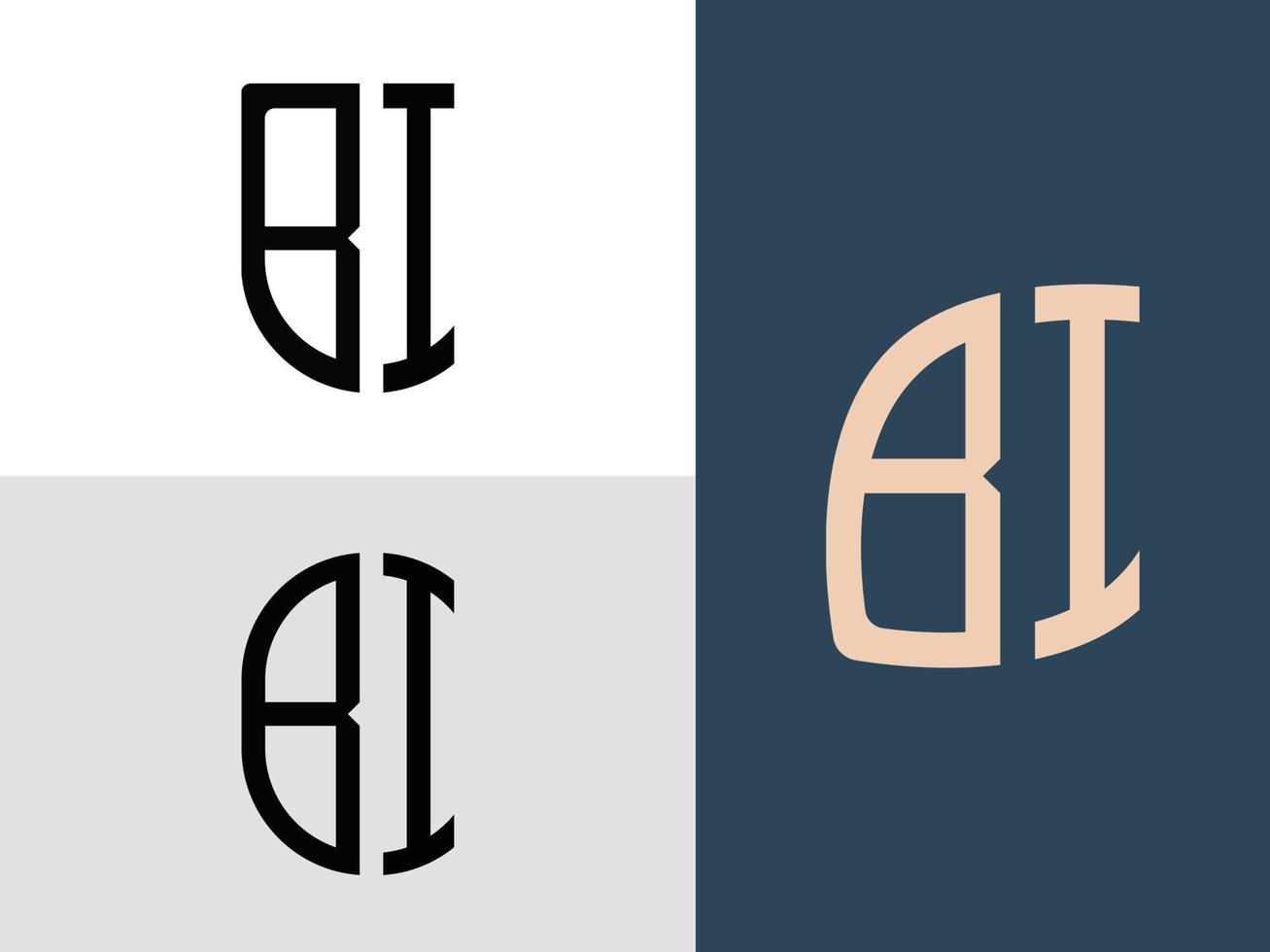 paquete de diseños de logotipo bi de letras iniciales creativas. vector