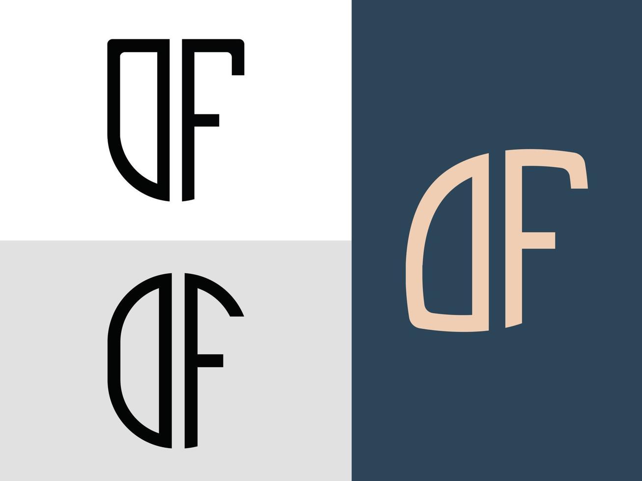 Creative Initial Letters DF Logo Designs Bundle. vector