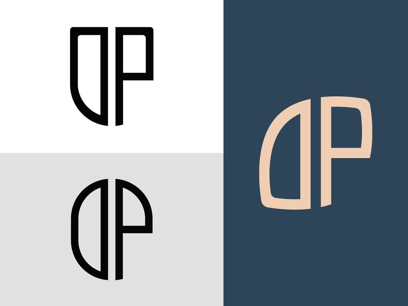 paquete de diseños de logotipos de letras iniciales creativas dp. vector