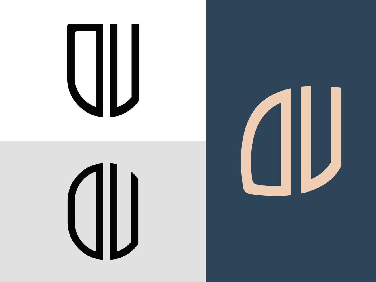 Creative Initial Letters DV Logo Designs Bundle. vector