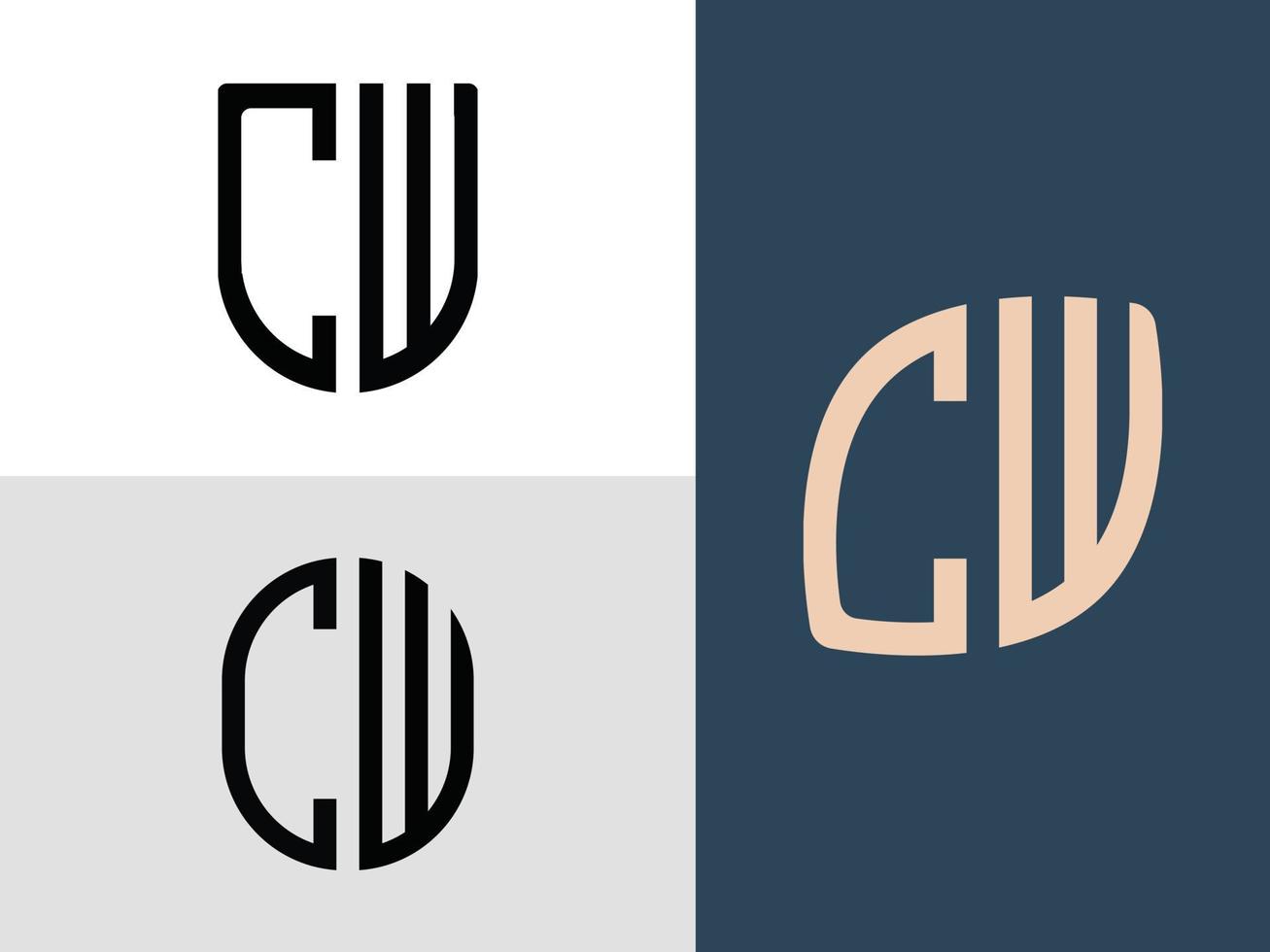 Creative Initial Letters CW Logo Designs Bundle. vector