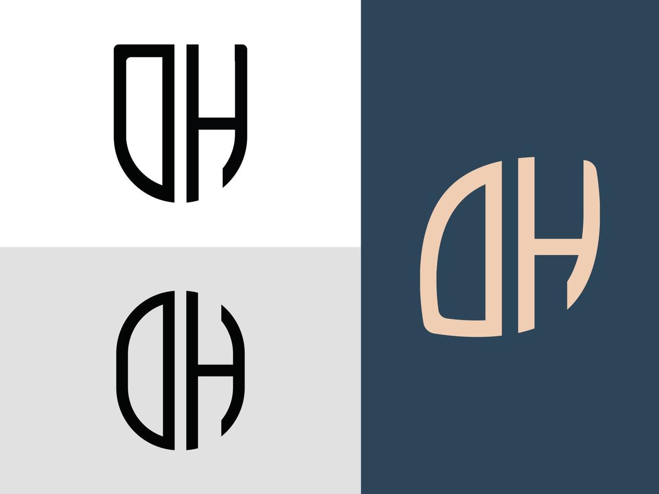 Creative Initial Letters DH Logo Designs Bundle. vector