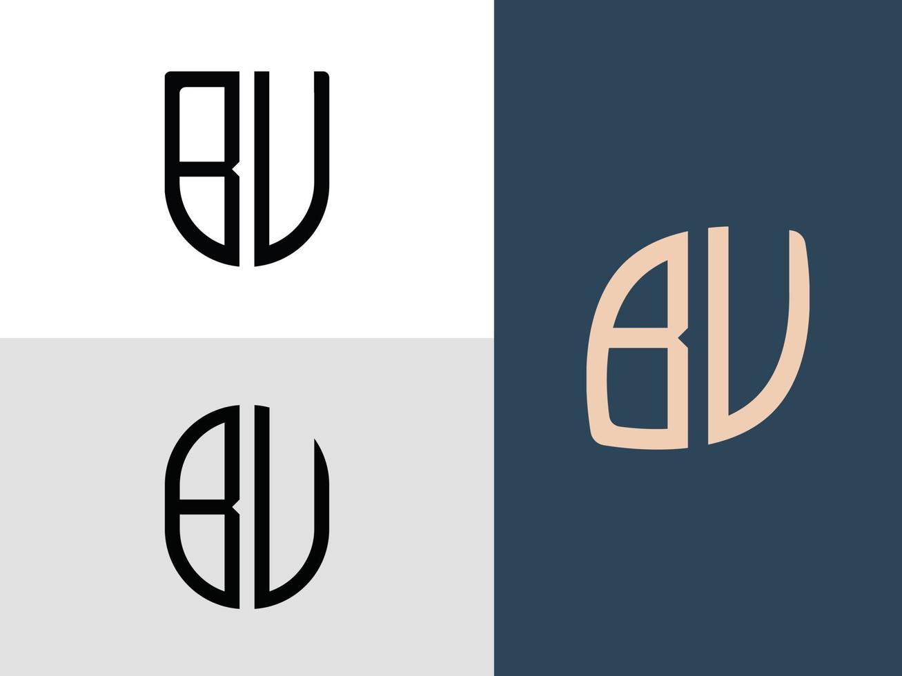 Creative Initial Letters BU Logo Designs Bundle. vector