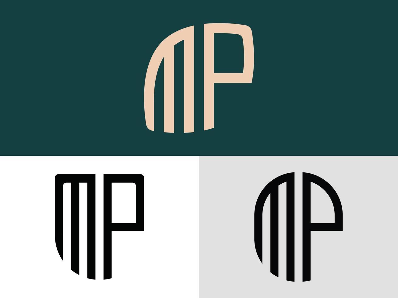 paquete de diseños de logotipos de letras iniciales creativas mp. vector