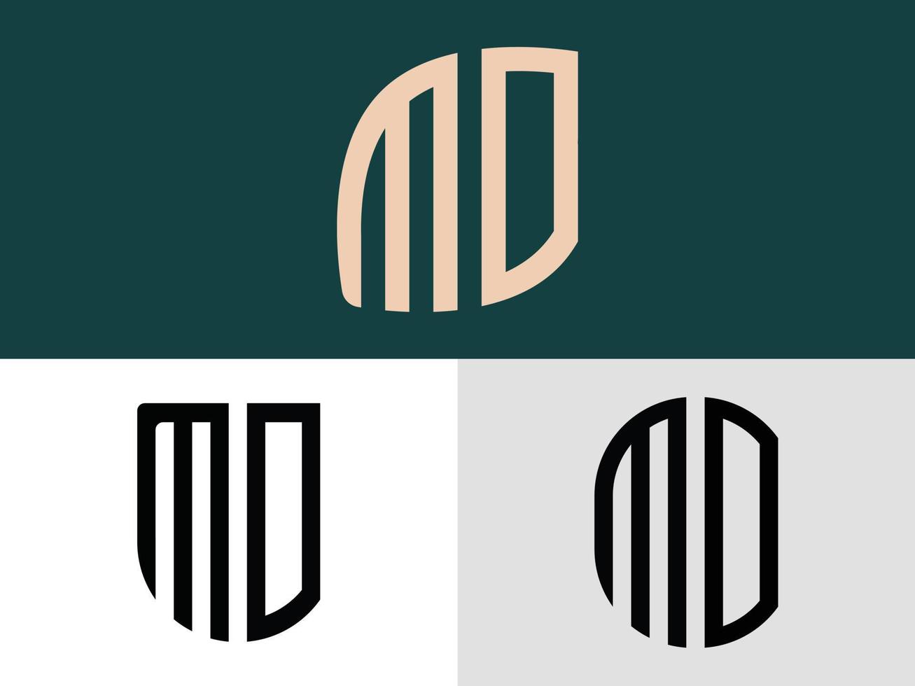 Creative Initial Letters MO Logo Designs Bundle. vector