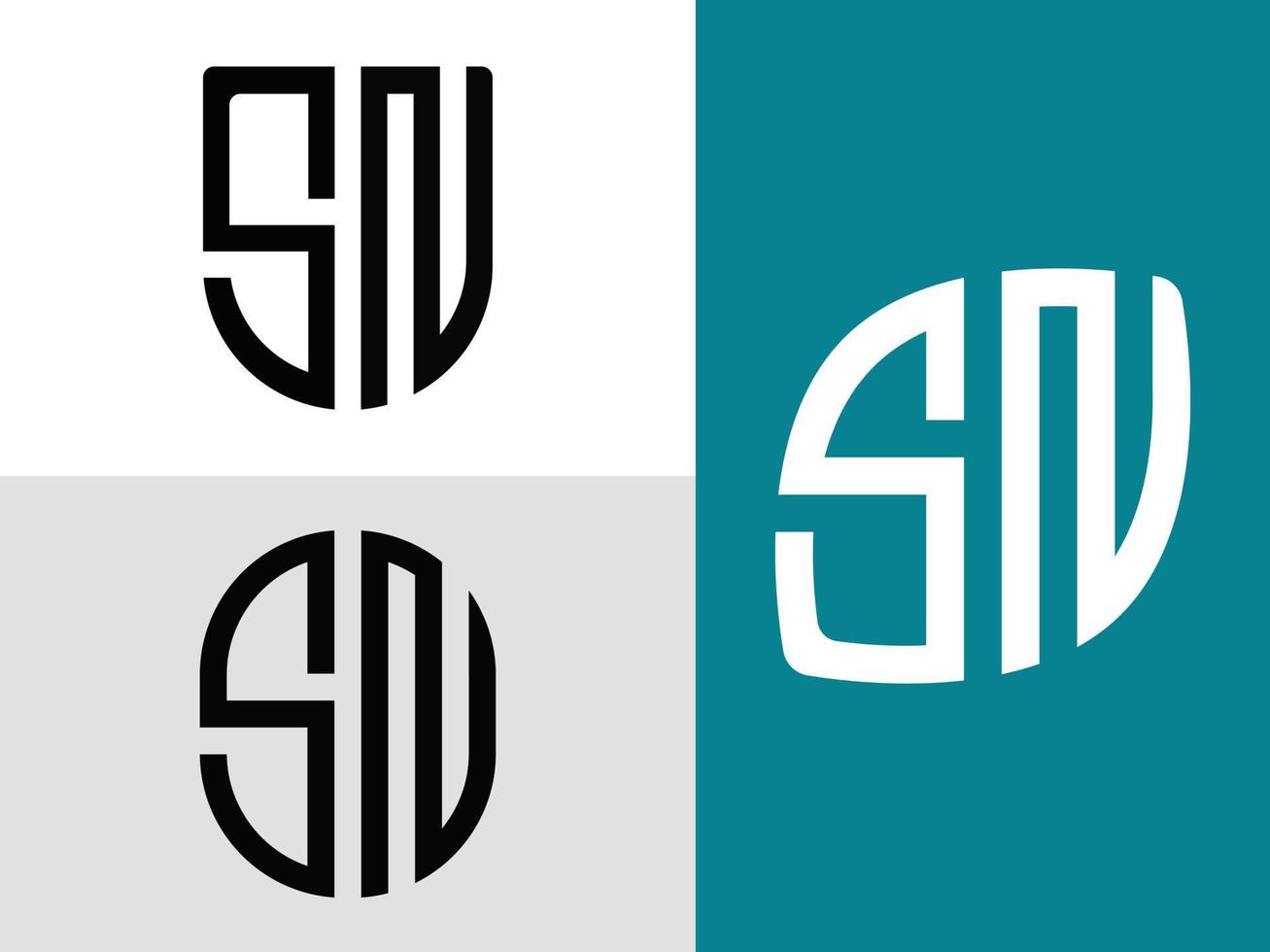Creative Initial Letters SN Logo Designs Bundle. vector