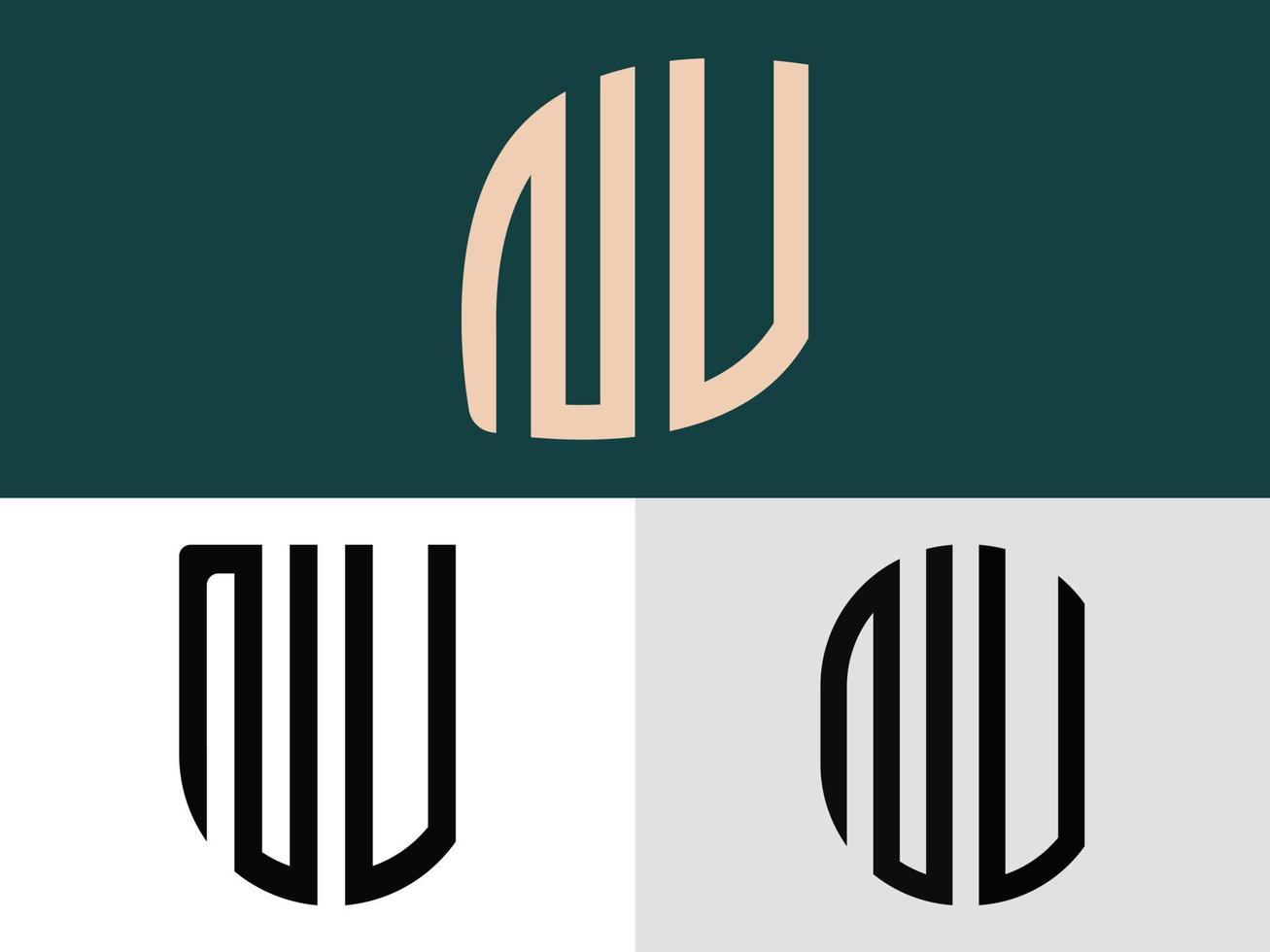 Creative Initial Letters NV Logo Designs Bundle. vector