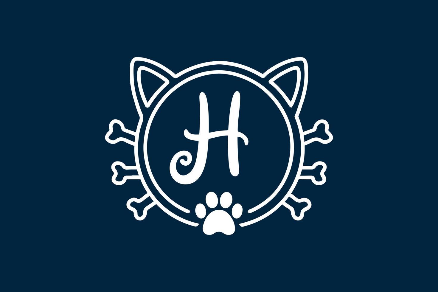 diseños de logotipos de la letra h del monograma del gato. vector