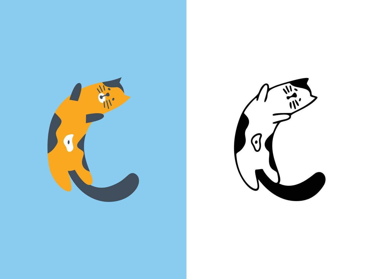 Cute Cats Letter C Logo Designs. vector