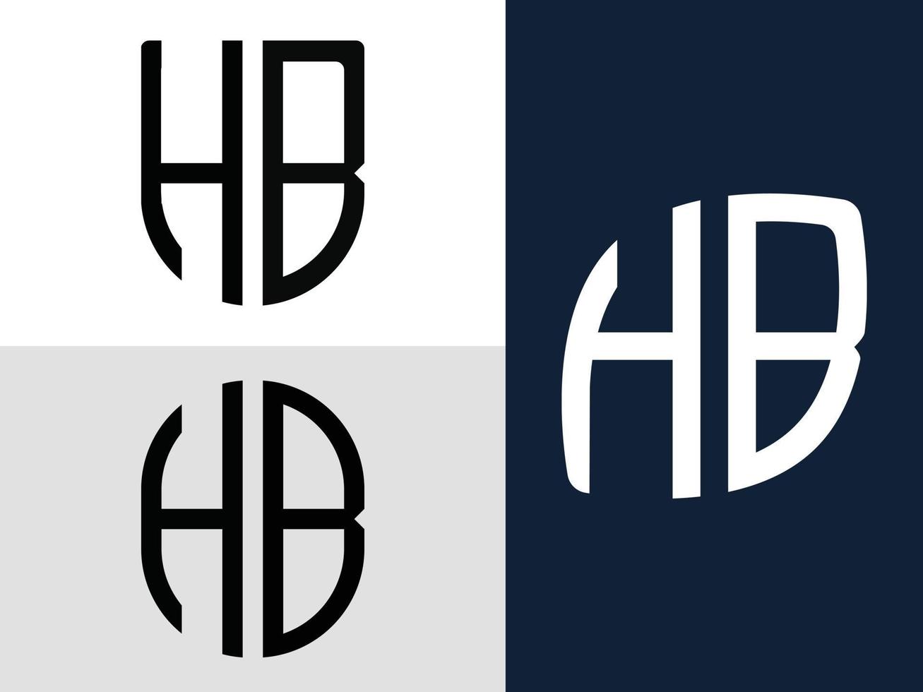 paquete de diseños de logotipo hb de letras iniciales creativas. vector