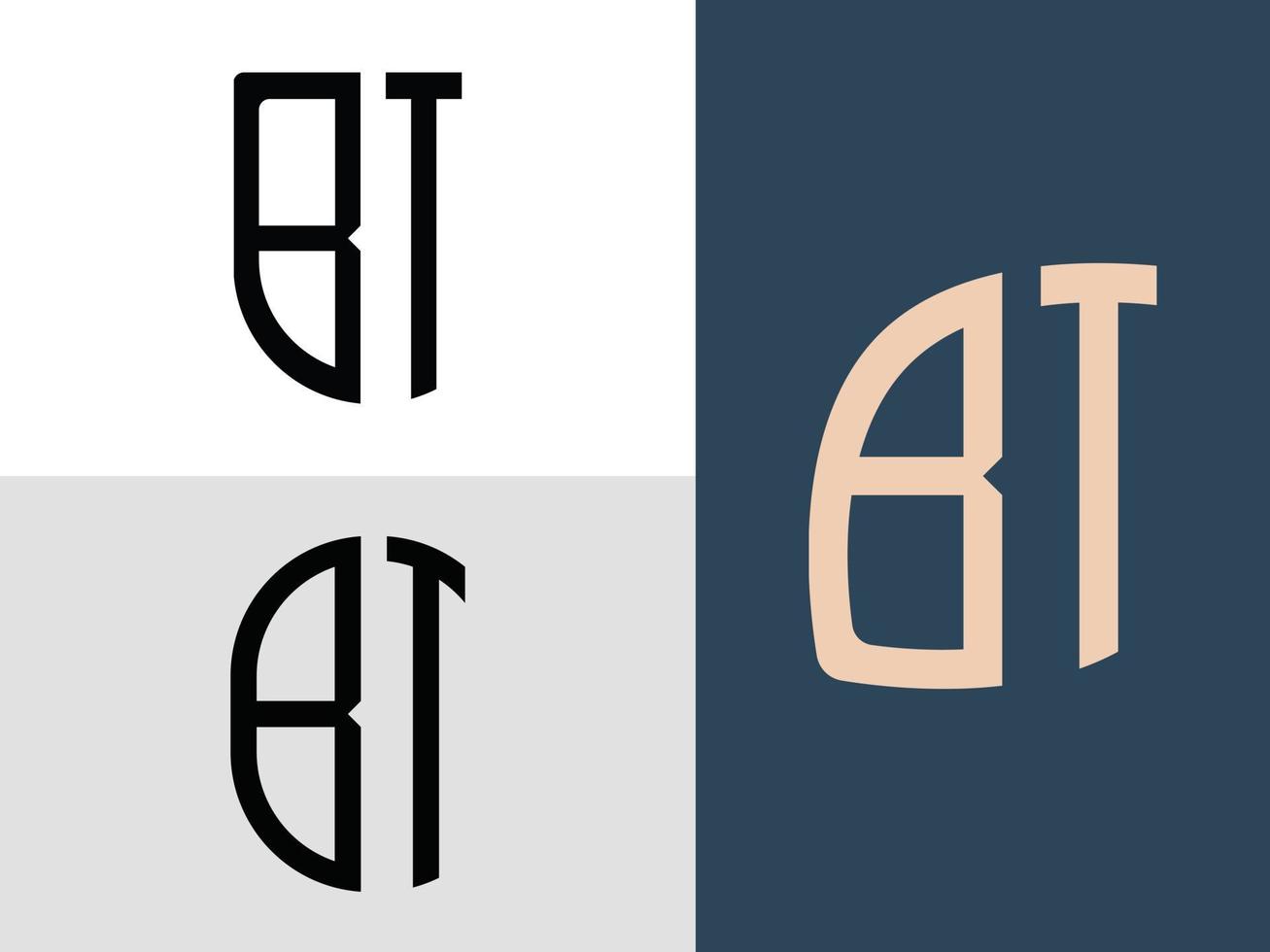 paquete de diseños de logotipo bt de letras iniciales creativas. vector