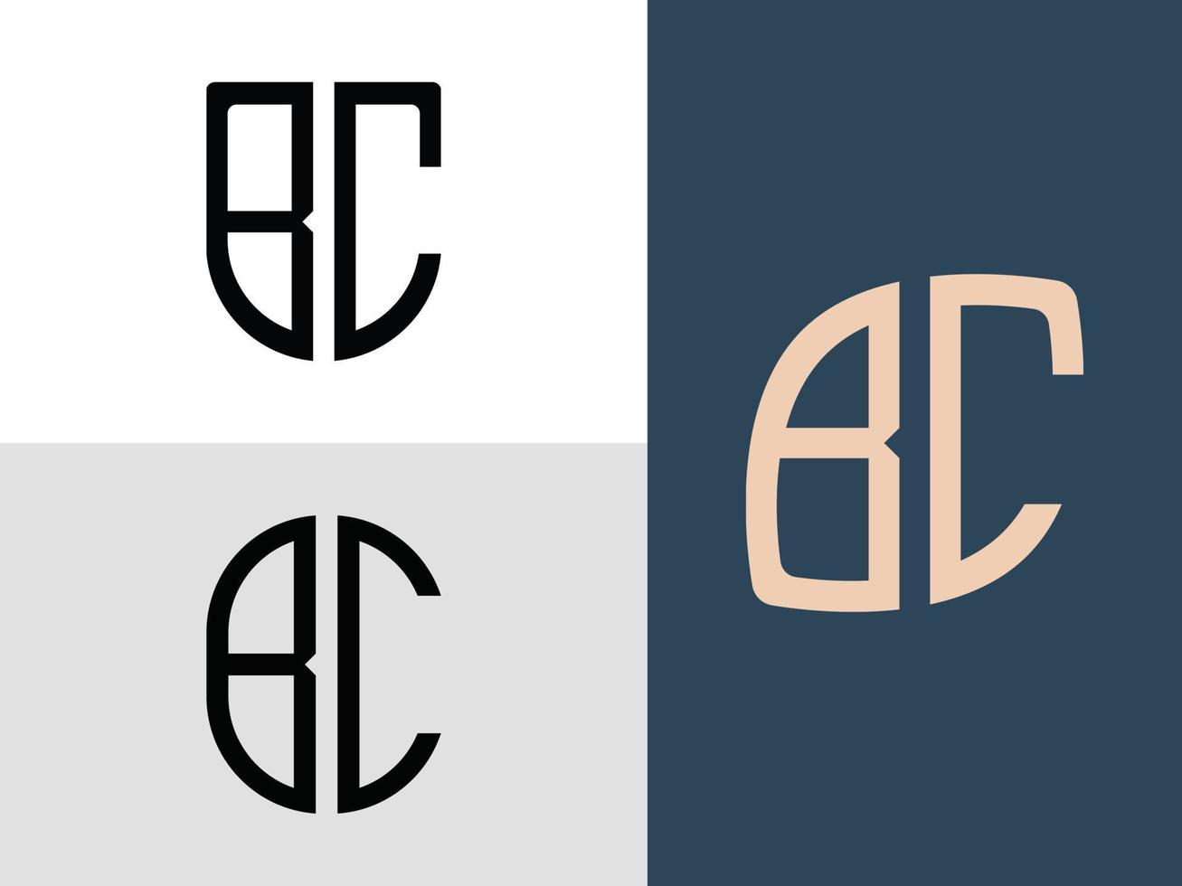 Creative Initial Letters BC Logo Designs Bundle. vector