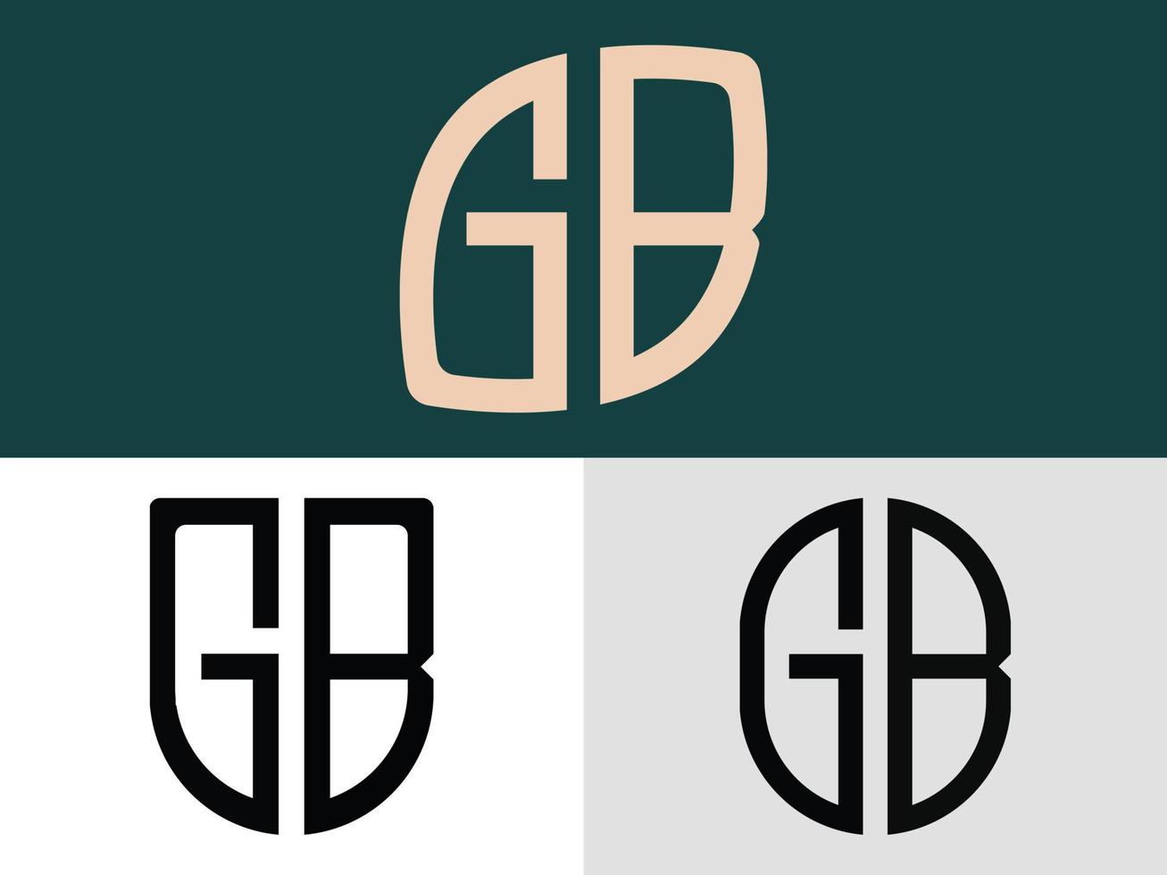 paquete de diseños de logotipos de letras iniciales creativas gb. vector