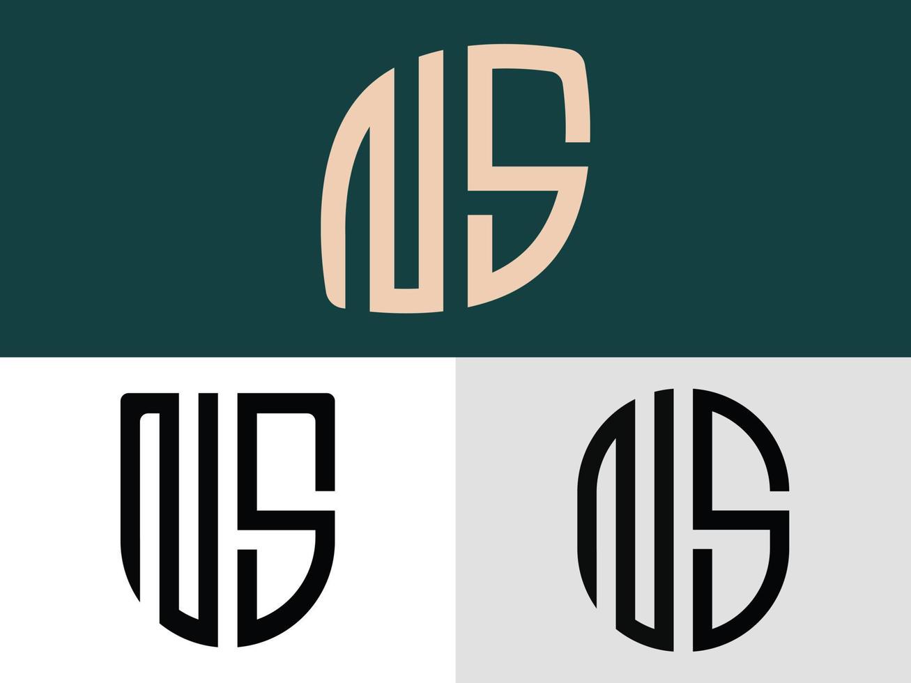 paquete de diseños de logotipo de letras iniciales creativas ns. vector