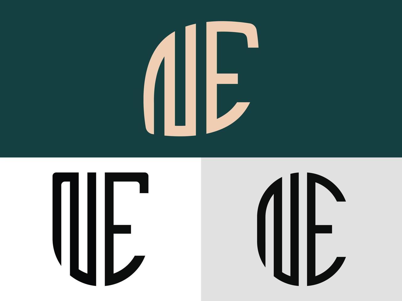 Creative Initial Letters NE Logo Designs Bundle. vector