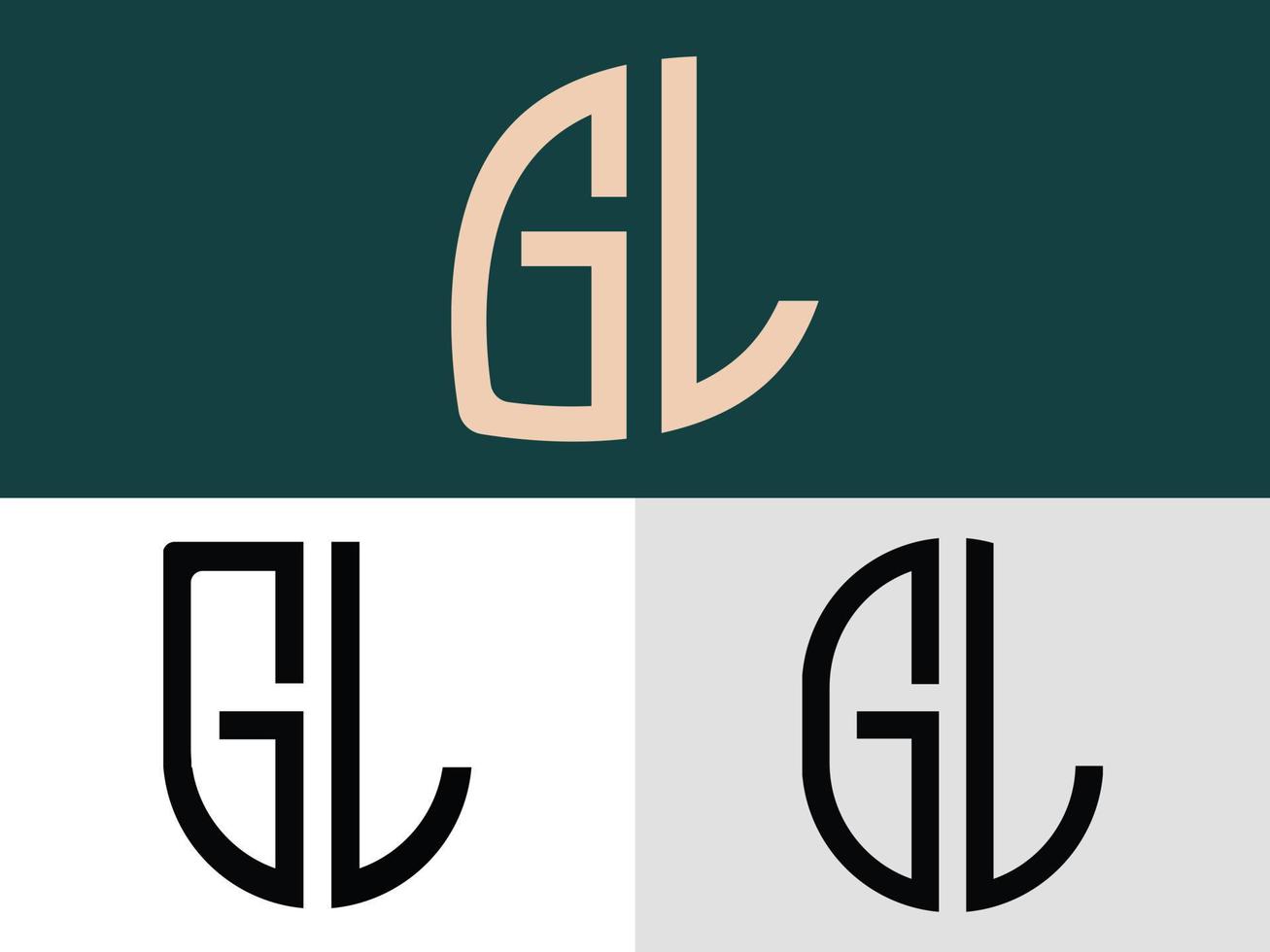 paquete de diseños de logotipos gl con letras iniciales creativas. vector