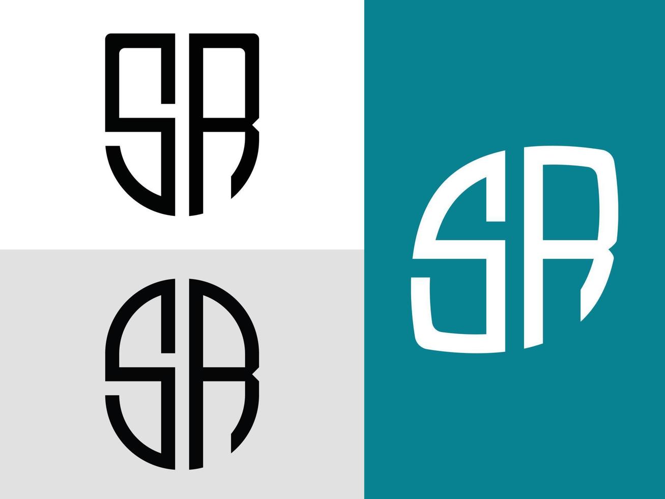 paquete de diseños de logotipos de letras iniciales creativas sr. vector