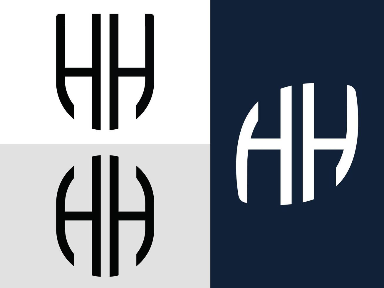 Creative Initial Letters HH Logo Designs Bundle. vector
