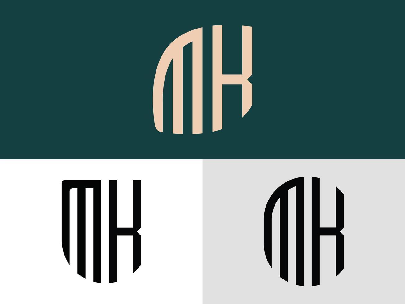 Creative Initial Letters MK Logo Designs Bundle. vector