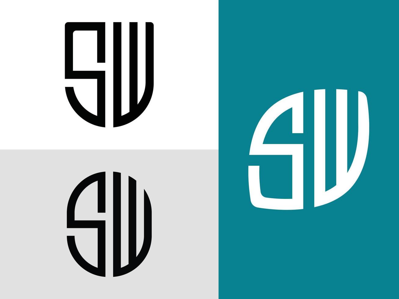 Creative Initial Letters SW Logo Designs Bundle. vector