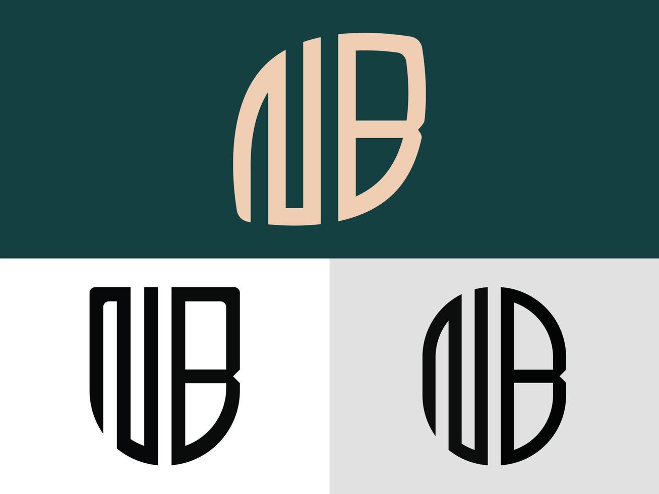 paquete de diseños de logotipo de letras iniciales creativas nb. vector