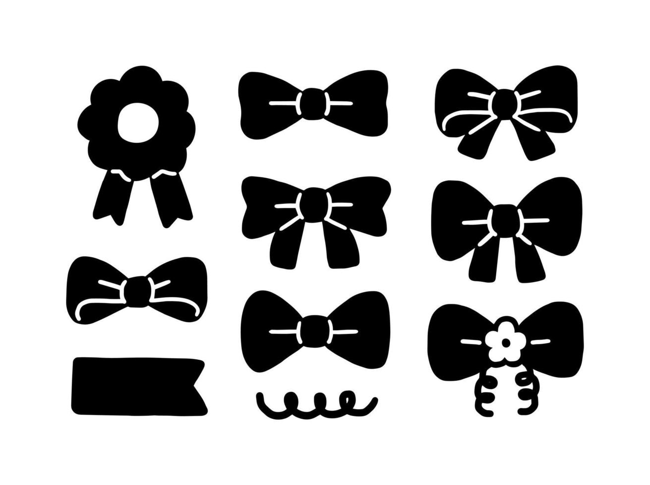 set of black bow isolated vector