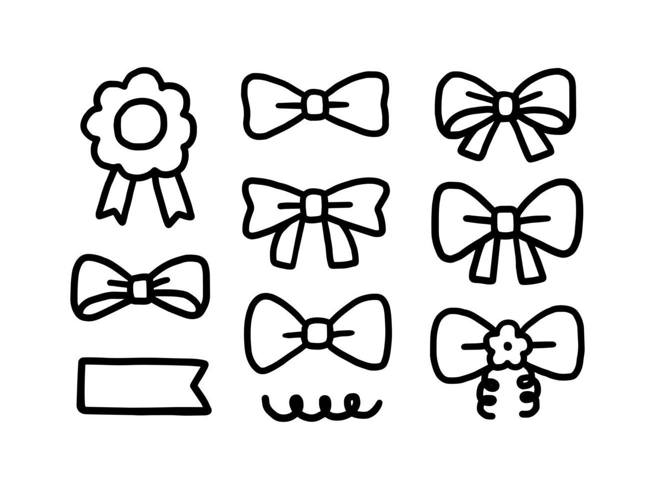 set of line art bow vector