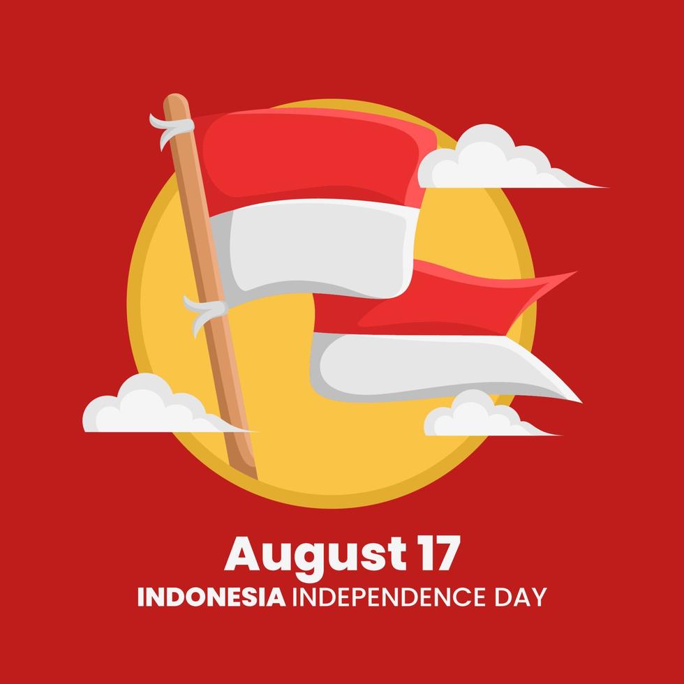 día de la independencia de indonesia 17 de agosto. diseño de gráficos vectoriales. bandera roja y blanca vector