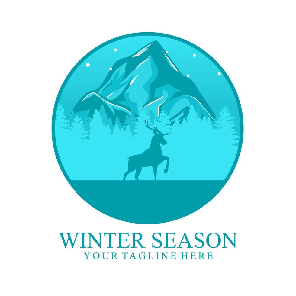 Mountain Logo Vector Design in winter, Design Templates