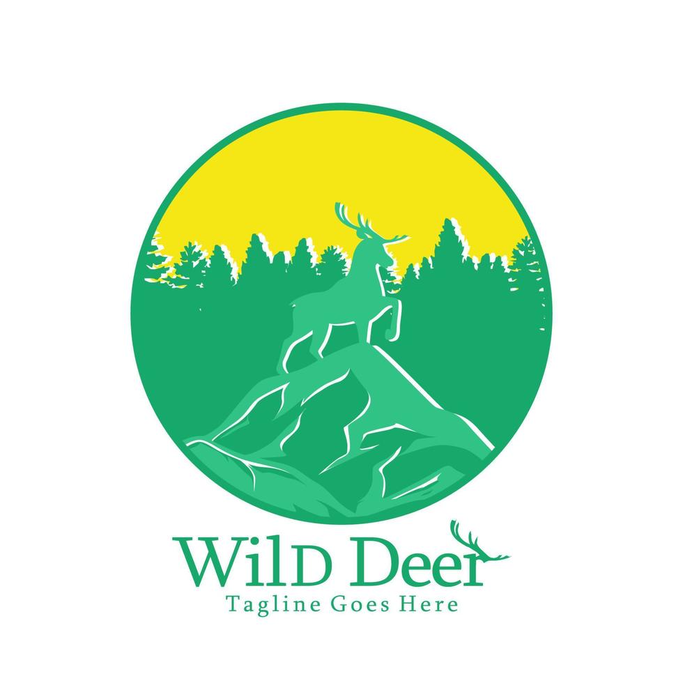 Wild Deer and Nature Vector Logo, Design template