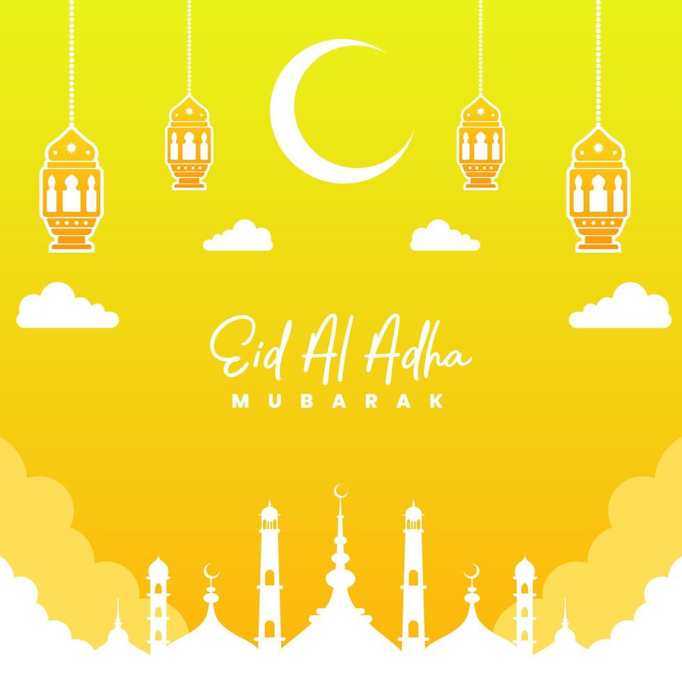 Mosque Illustration Vector Design with Moon and Lights is very good for greeting cards