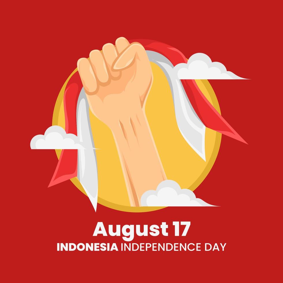 día de la independencia de indonesia 17 de agosto. diseño de gráficos vectoriales. bandera roja y blanca vector