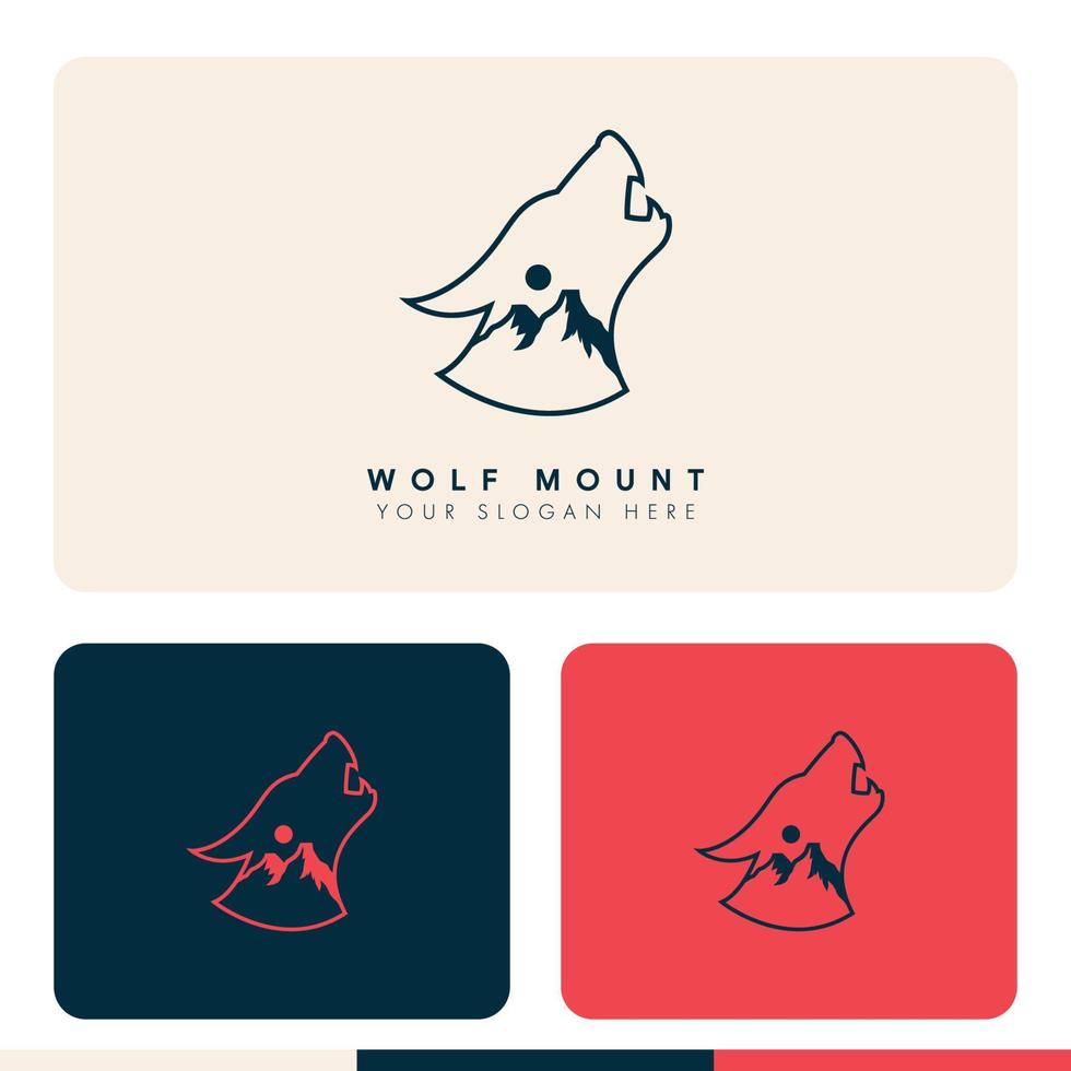 simple minimalist forest mountain inside wolf silhouette logo design illustration vector