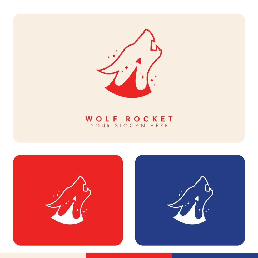 simple minimalist rocket inside wolf silhouette logo design illustration vector