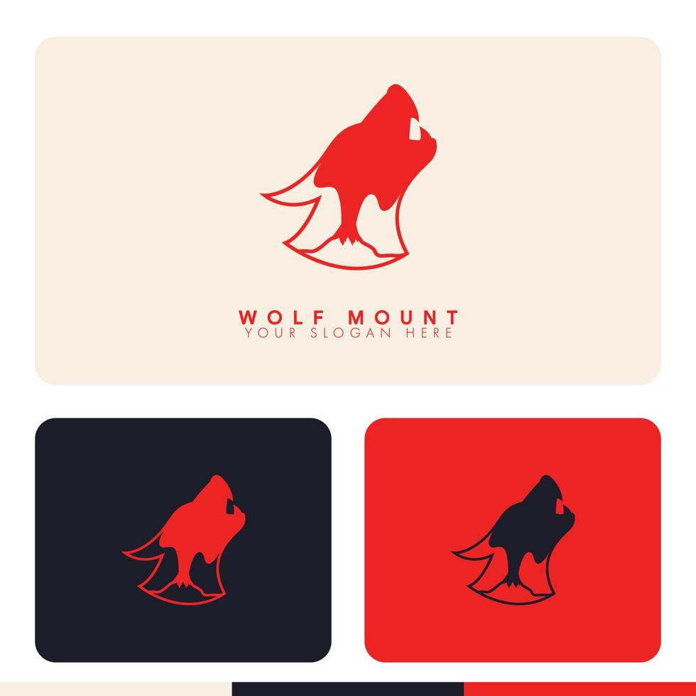 simple minimalist forest mountain inside wolf silhouette logo design illustration vector