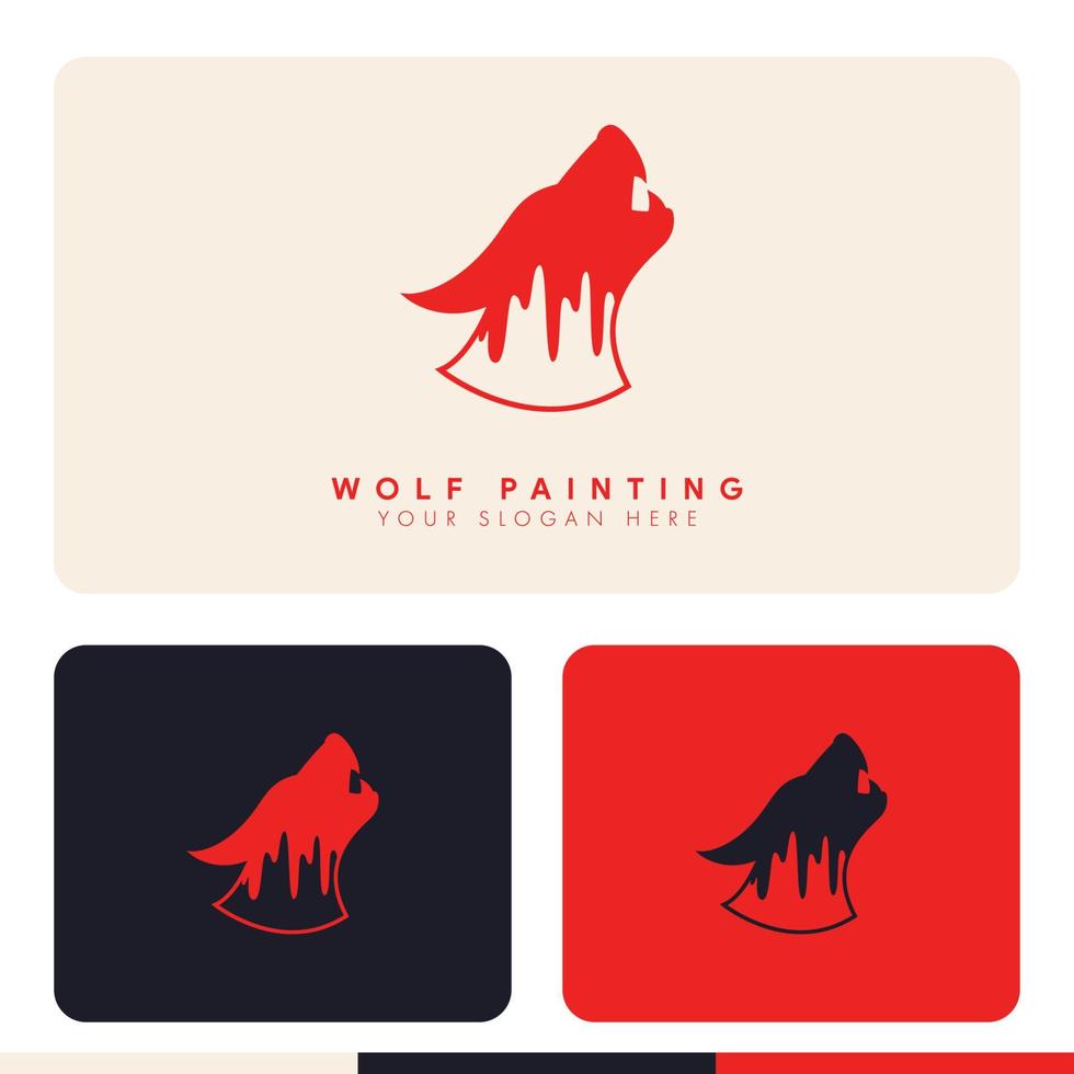 simple minimalist paint inside wolf silhoutte logo design vector