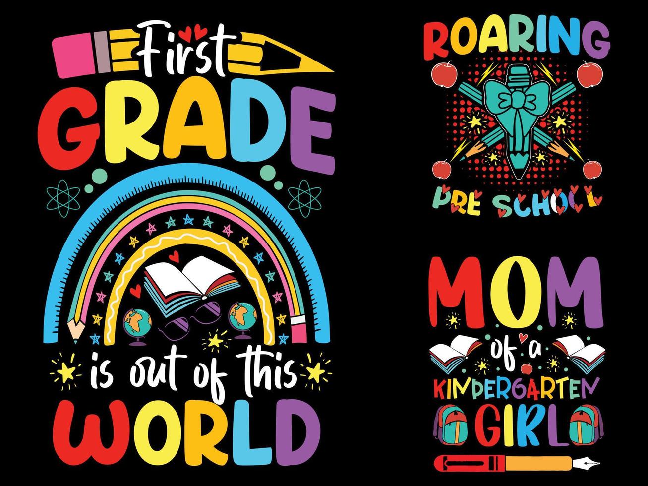 Back to school typography t-shirt design, pre-school, kids vector element, bundle shirts