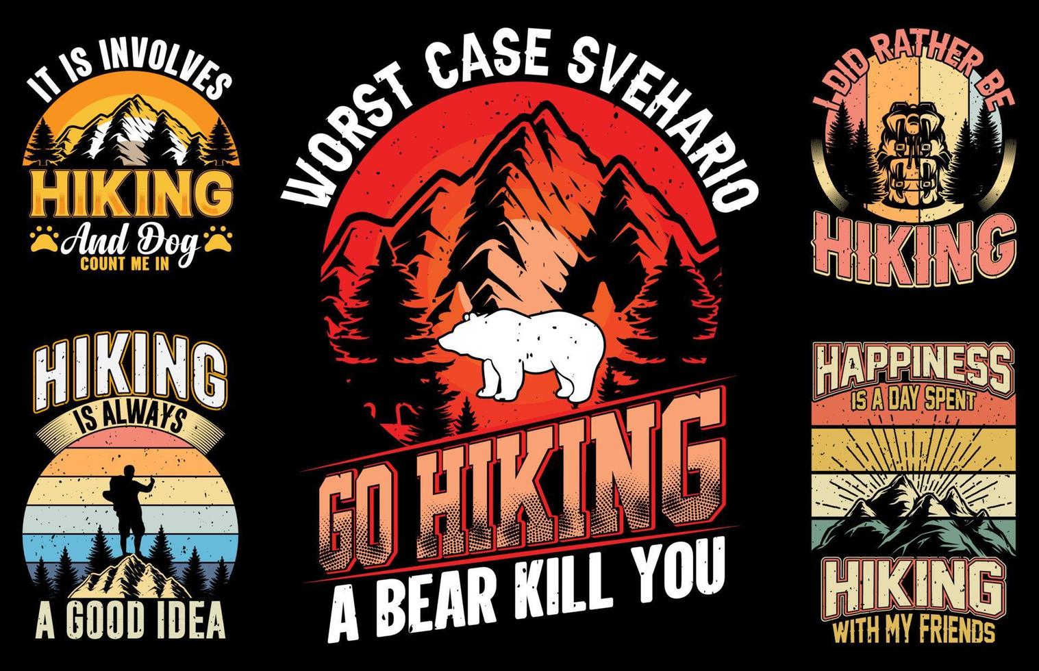 Hiking t shirt design, bundle, elements, beer vector, illustration vector