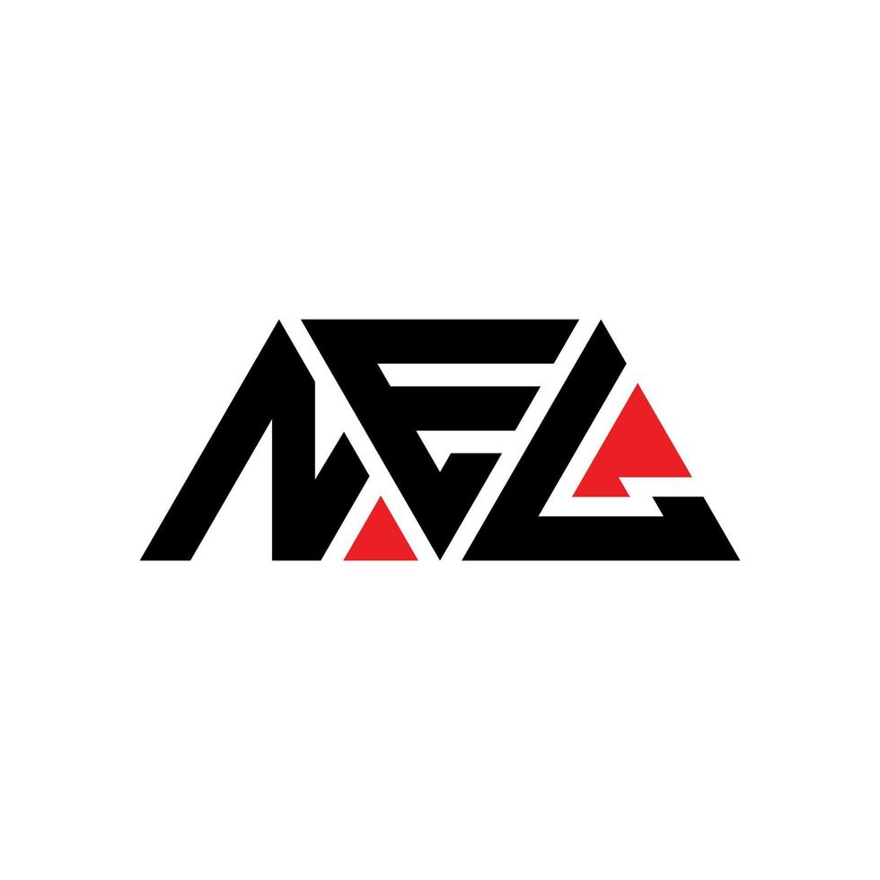 NEL triangle letter logo design with triangle shape. NEL triangle logo design monogram. NEL triangle vector logo template with red color. NEL triangular logo Simple, Elegant, and Luxurious Logo. NEL