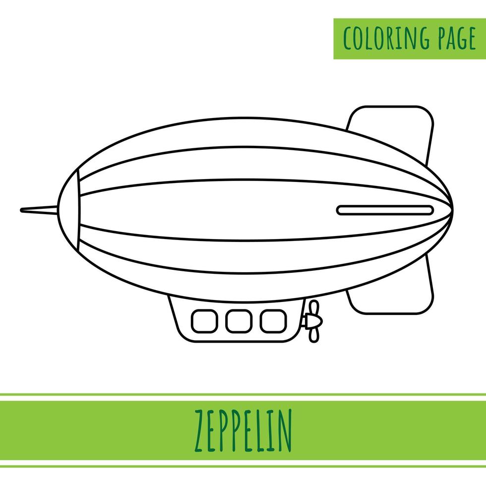 Coloring Page Of Zeppelin. Suitable For Kids Activities vector